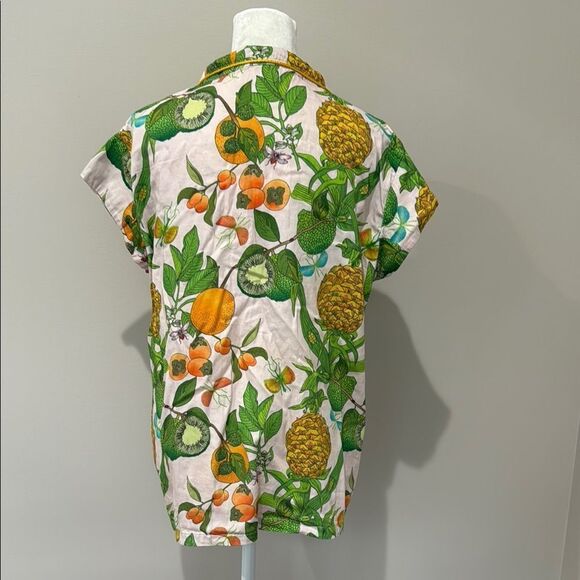 Jaye’s Studio Tropical Fruit Print Button-Up Shirt Size Small - Picture 2 of 3